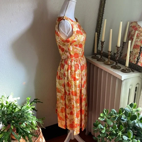Vintage 1950s 1960s garden party dress floral a line - Picture 4 of 6